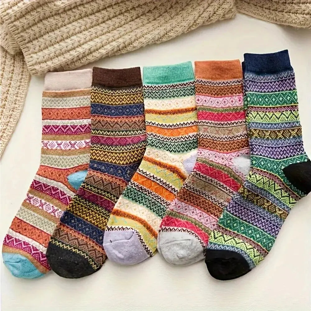 Cozy Women's Wool Socks 5 Pack Warm Winter Set