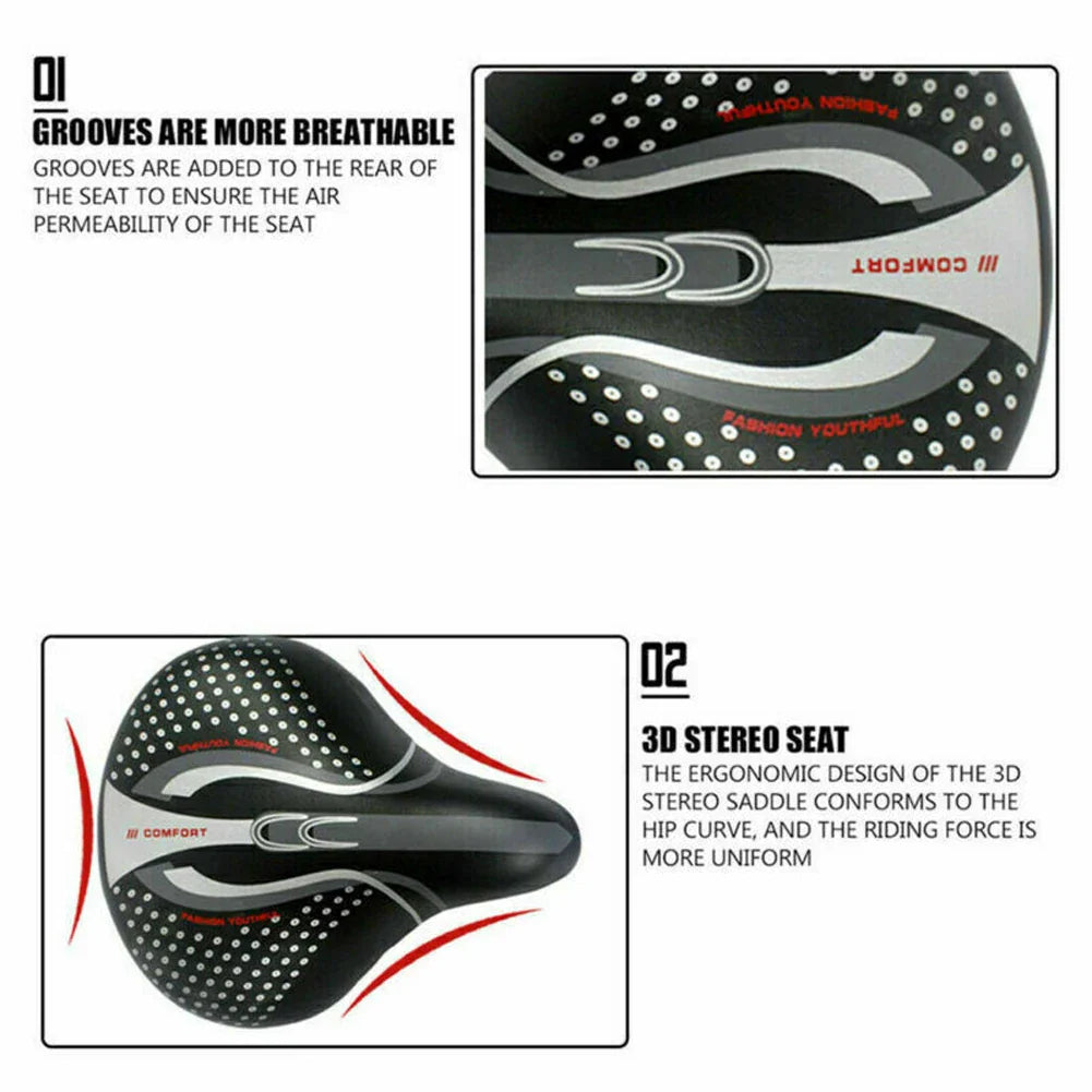 Extra Wide Comfort Bike Seat Saddle with Shock Absorption - PU Leather Cushion for Long-Distance Cycling-5