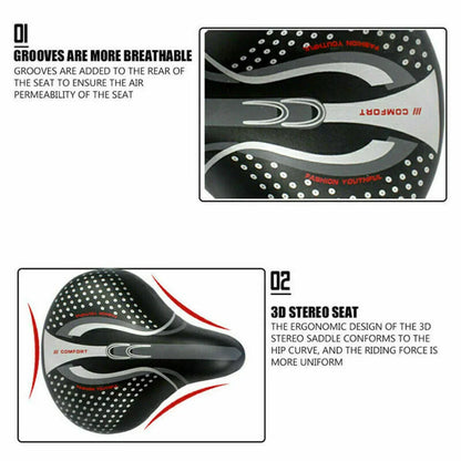 Extra Wide Comfort Bike Seat Saddle with Shock Absorption - PU Leather Cushion for Long-Distance Cycling-5