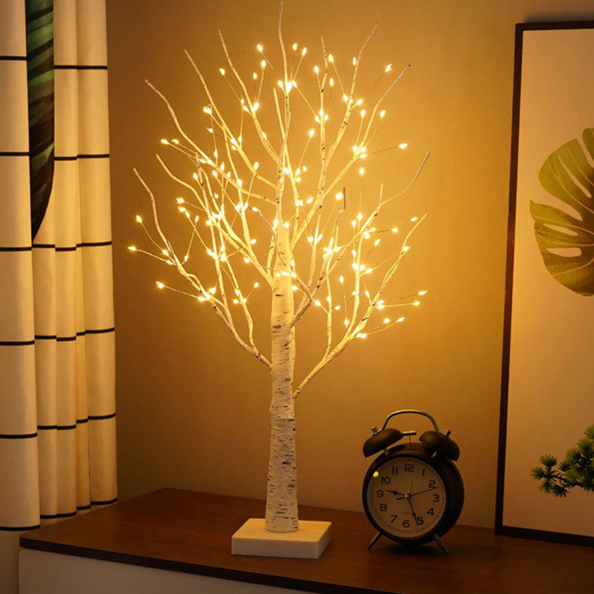 Glowing White Wooden Table Lamp