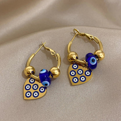Lucky Eye Heart Shaped Hoop Earrings