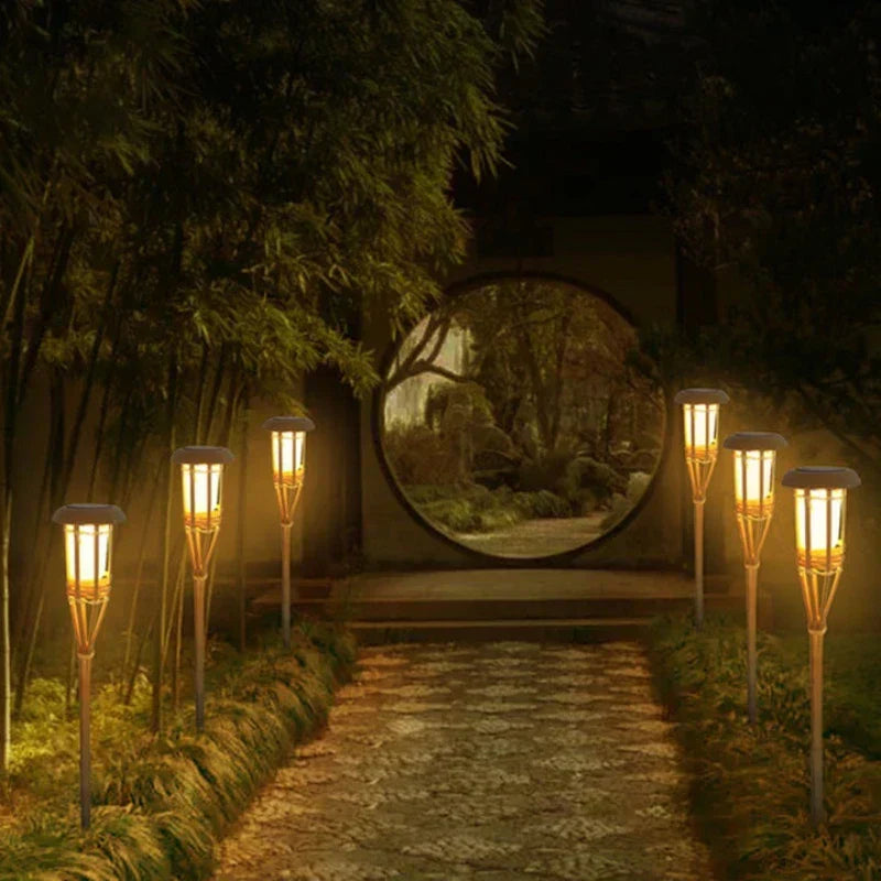 Outdoor Solar Powered Garden Torch Lights Set