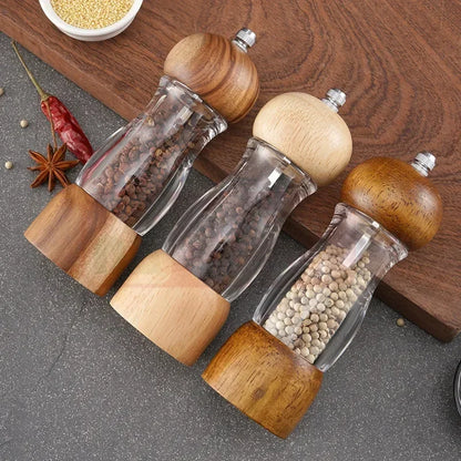 Classic Wood Glass Spice Mill Set