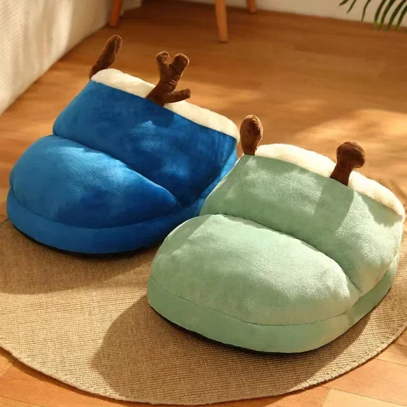 Slippernest - Foldable Dog Bed in Coral Fleece for Winter Comfort-4