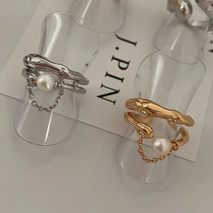Vintage Style Sterling Silver Pearl Layered Ring