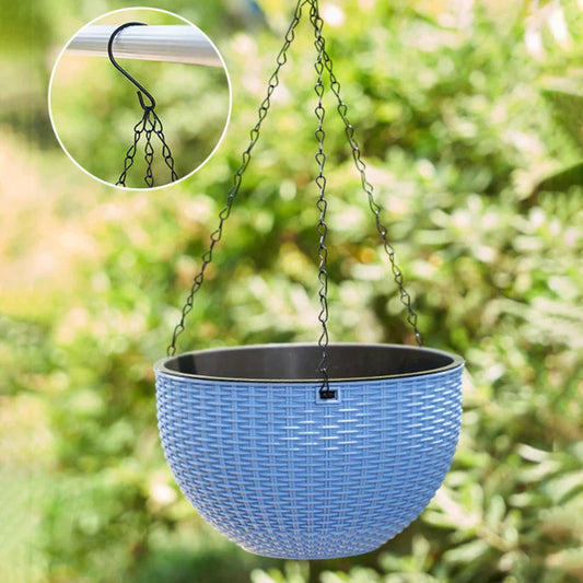 Natural Rattan Hanging Planter with Honeycomb Design - Fesara