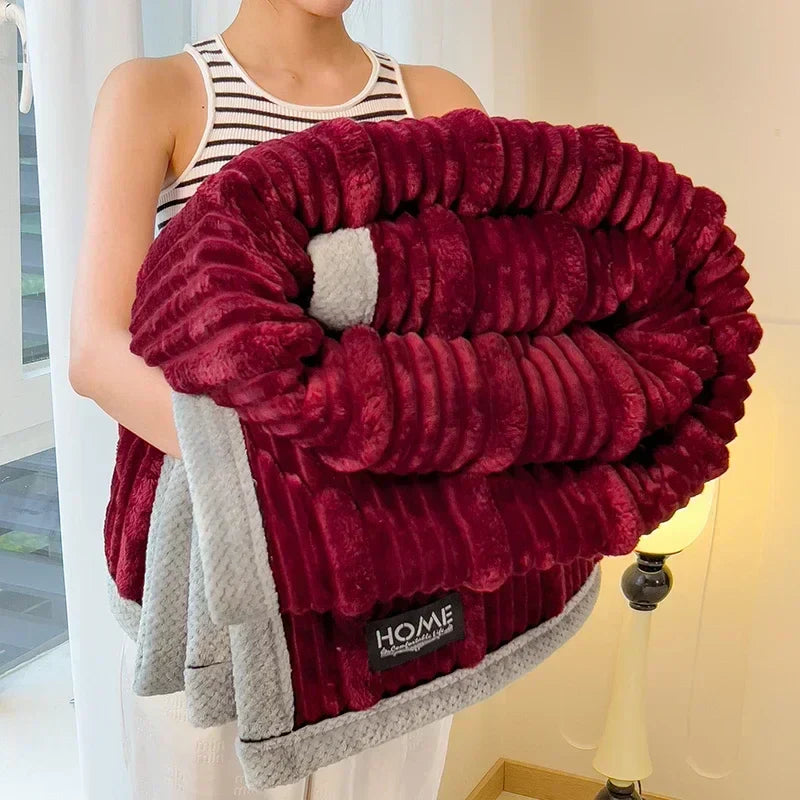 Plush Bunny Soft Blanket Extra Warm Coral Fleece