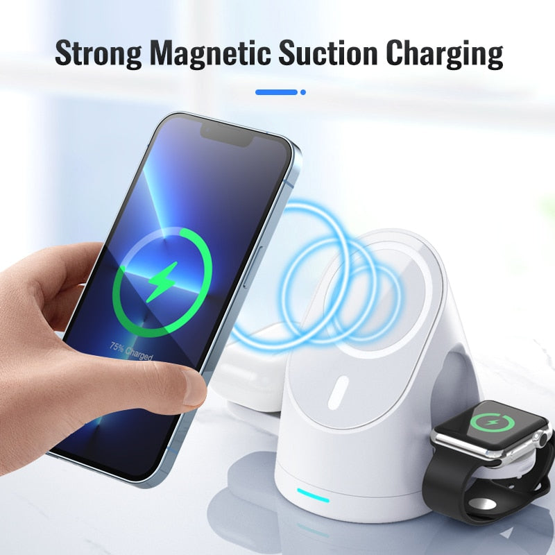 Compact 3 in 1 Wireless Charging Station Stand