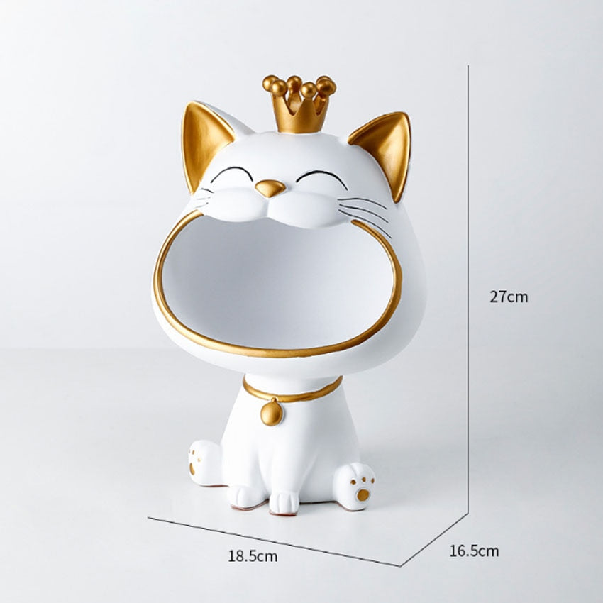 Lucky Cat Figurine Decorative Storage Container - Fesara