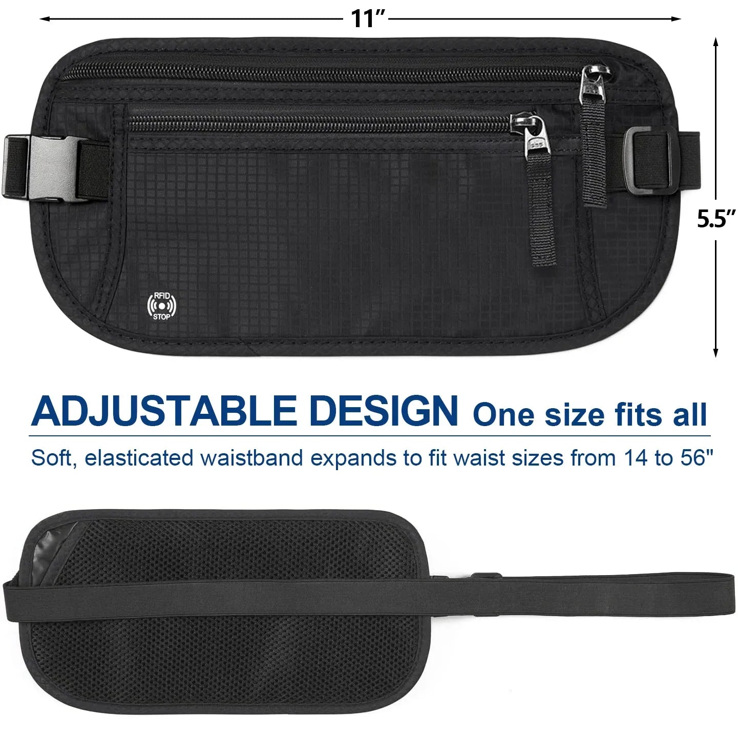 Secure Travel Waist Pouch with RFID Blocking Pocket