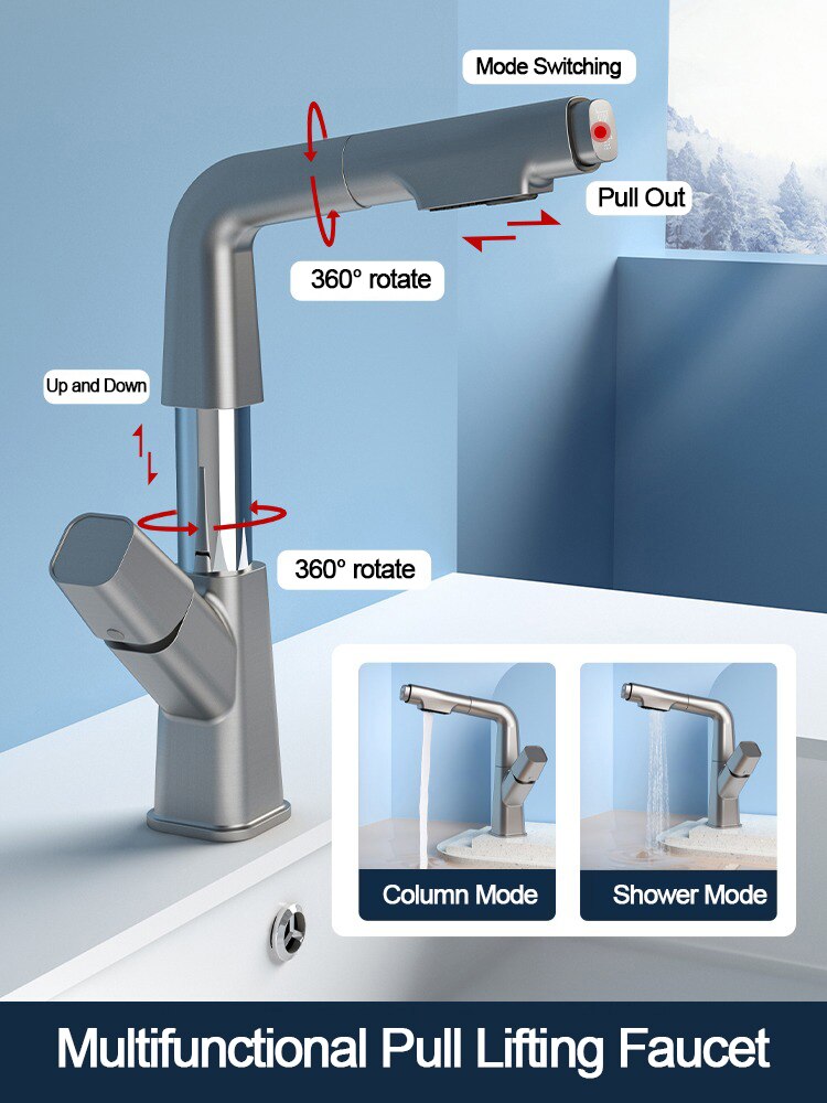 Modern 360 Degree Pull Out Kitchen Faucet