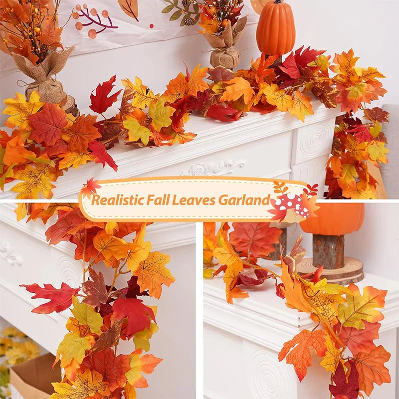 Autumn Maple Leaf Artificial Garland for Home Decor