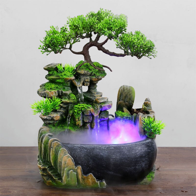 Soothing Desk Fountain with LED Light for Home Decor