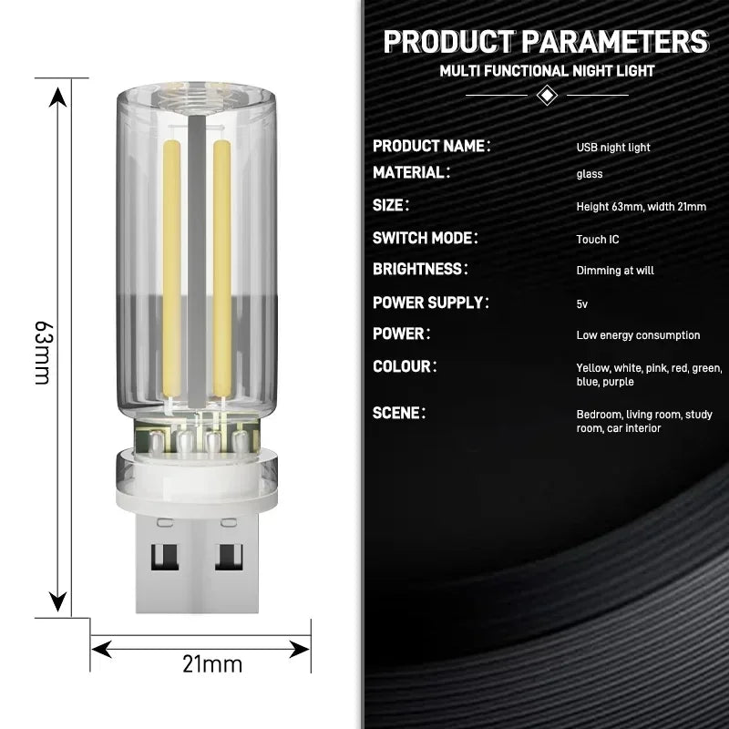 Colorful Glass Table Lamp with USB Touch Control