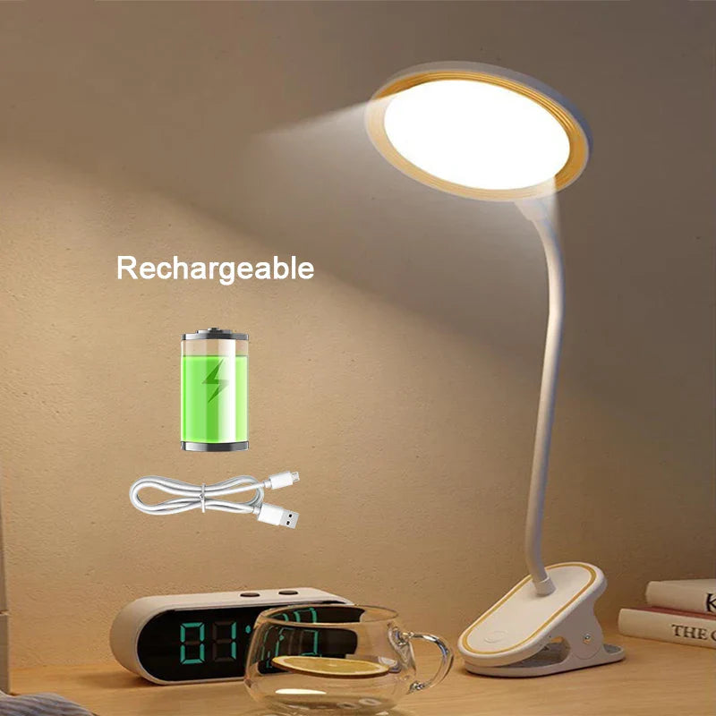 Portable LED Desk Lamp with Clip and USB Charging
