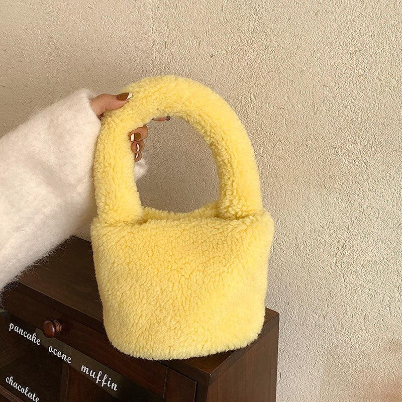 Soft Miniature Plush Bucket Handbag