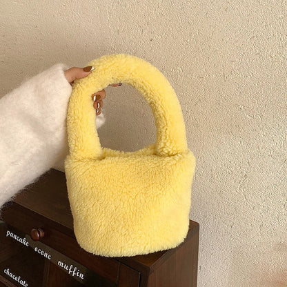 Soft Miniature Plush Bucket Handbag
