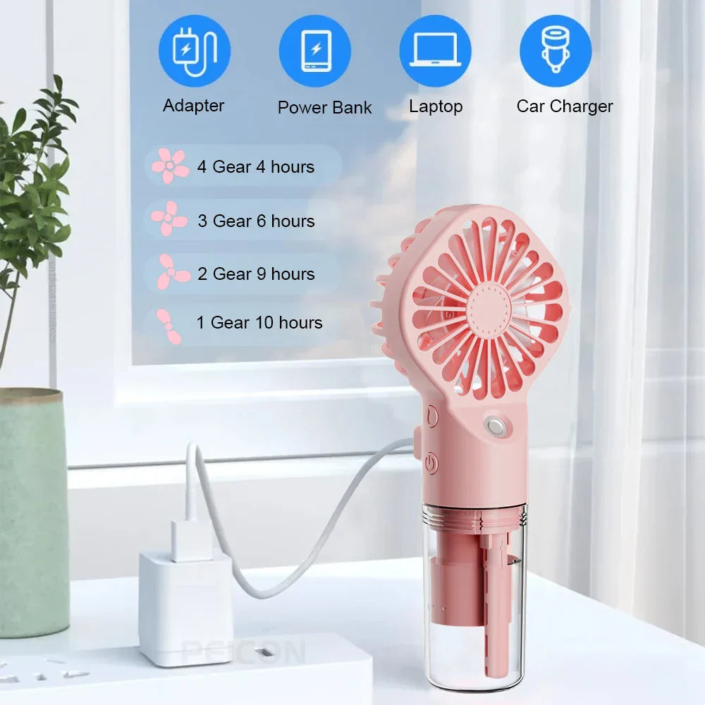 Compact Personal Misting Fan with USB Rechargeable Design