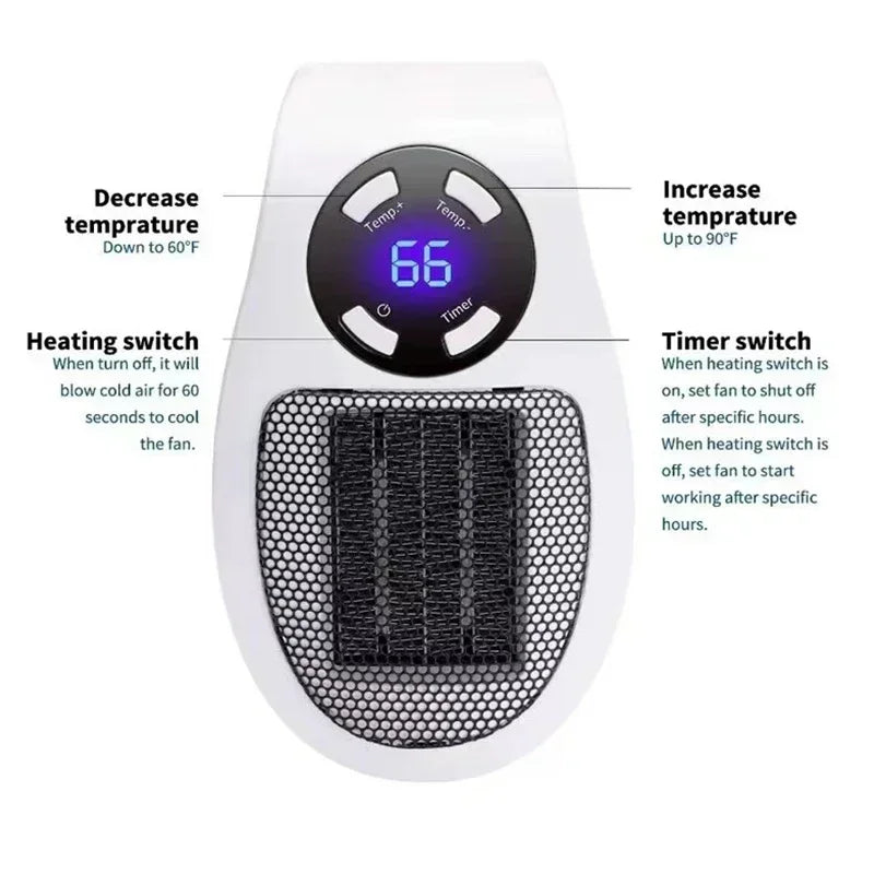 Compact 350W Electric Space Heater with Remote Control