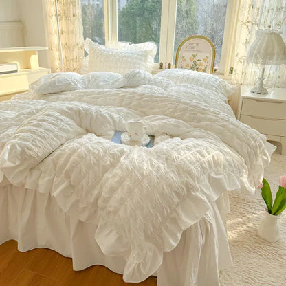 Soft Ruffled Bedroom Duvet Cover Set