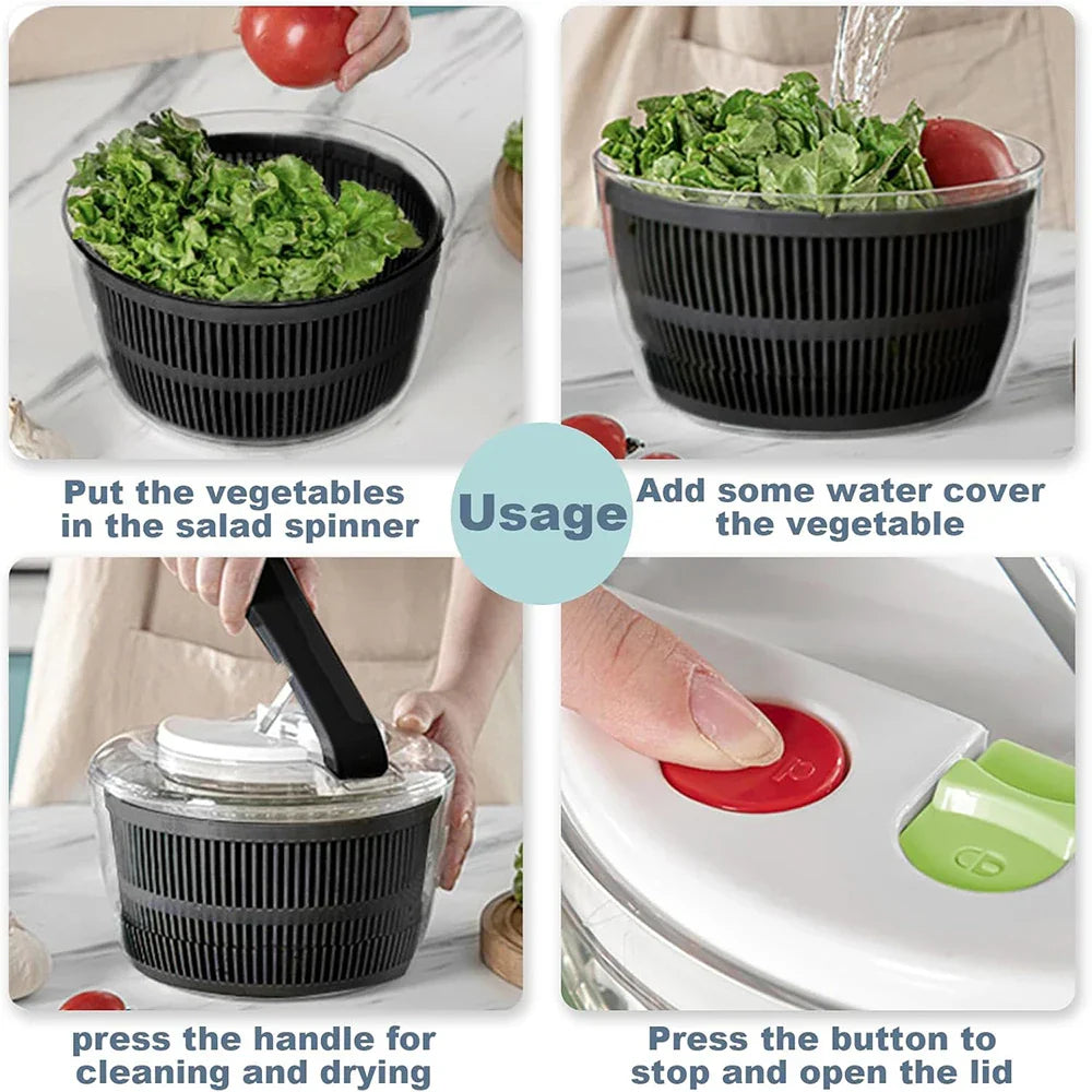 Easy Clean Salad Spinner with Lid and Non Slip Base