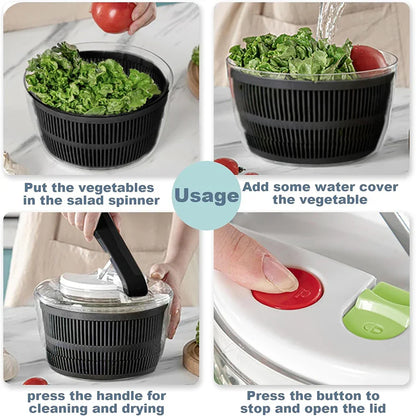 Easy Clean Salad Spinner with Lid and Non Slip Base