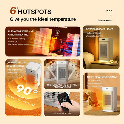 Portable Ceramic Hand Warmer with LED Night Light