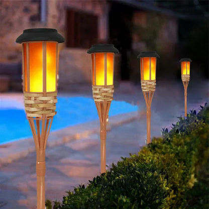 Outdoor Solar Powered Garden Torch Lights Set