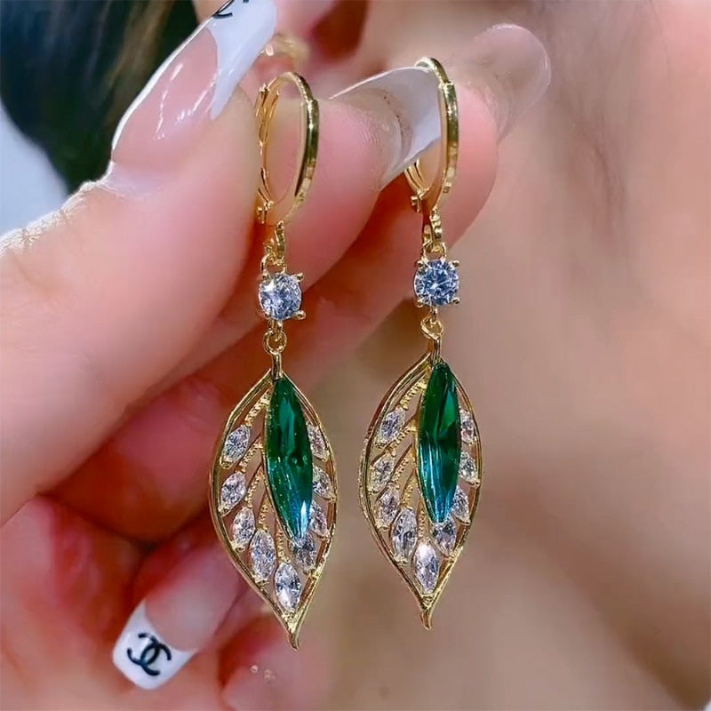 Fesara | Green Sparkle Zircon Drop Earring