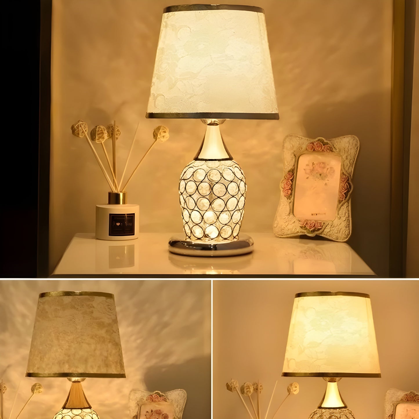 Stylish Crystal Glass Table Lamp with LED Touch Control