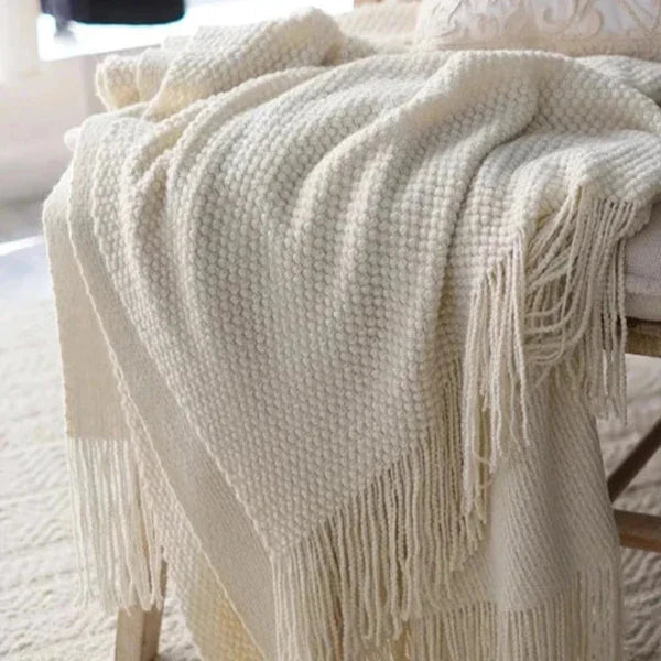 Soft Ivory Throw Blanket - Fesara