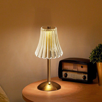 Elegant Glass Table Lamp with Warm Gold Lighting