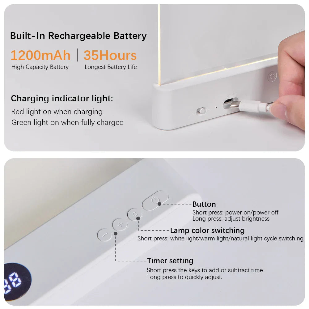 Compact LED Reading Light Bookmark with USB Power