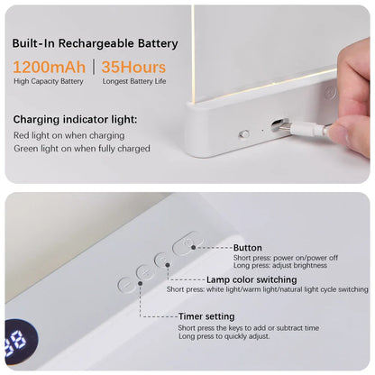 Compact LED Reading Light Bookmark with USB Power