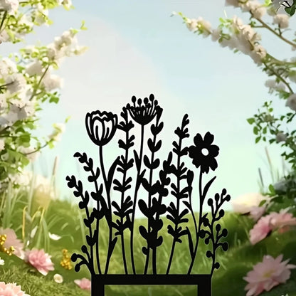 Rustic Metal Flower Garden Decor Stake