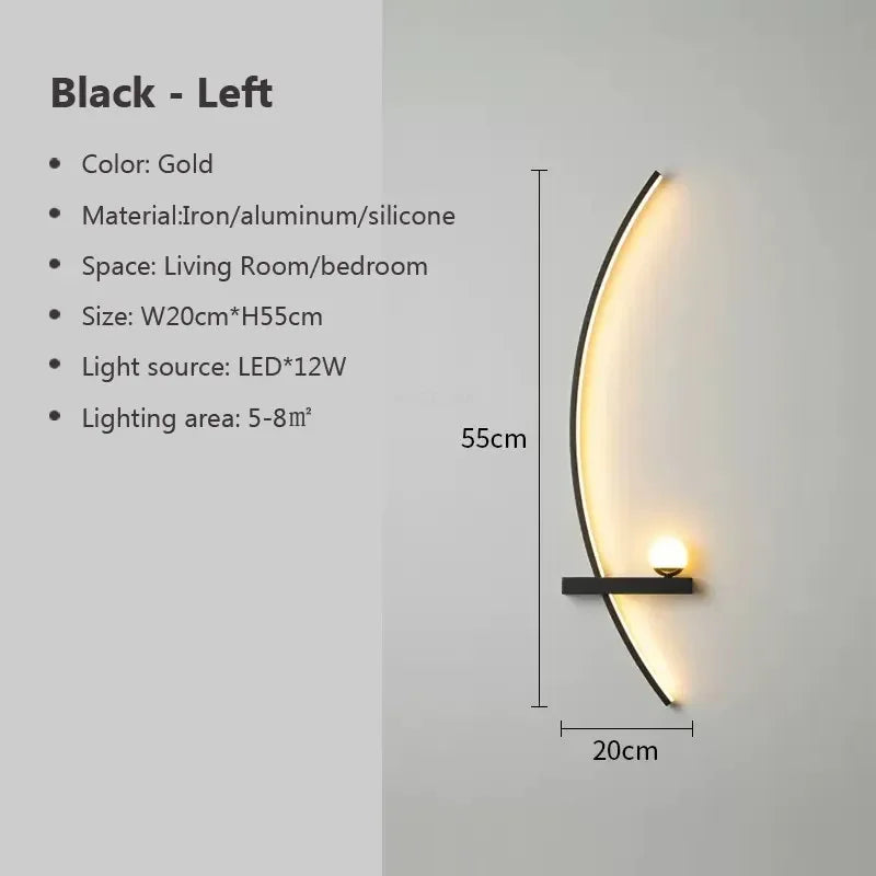 Modern Black Gold Wall Light Fixture
