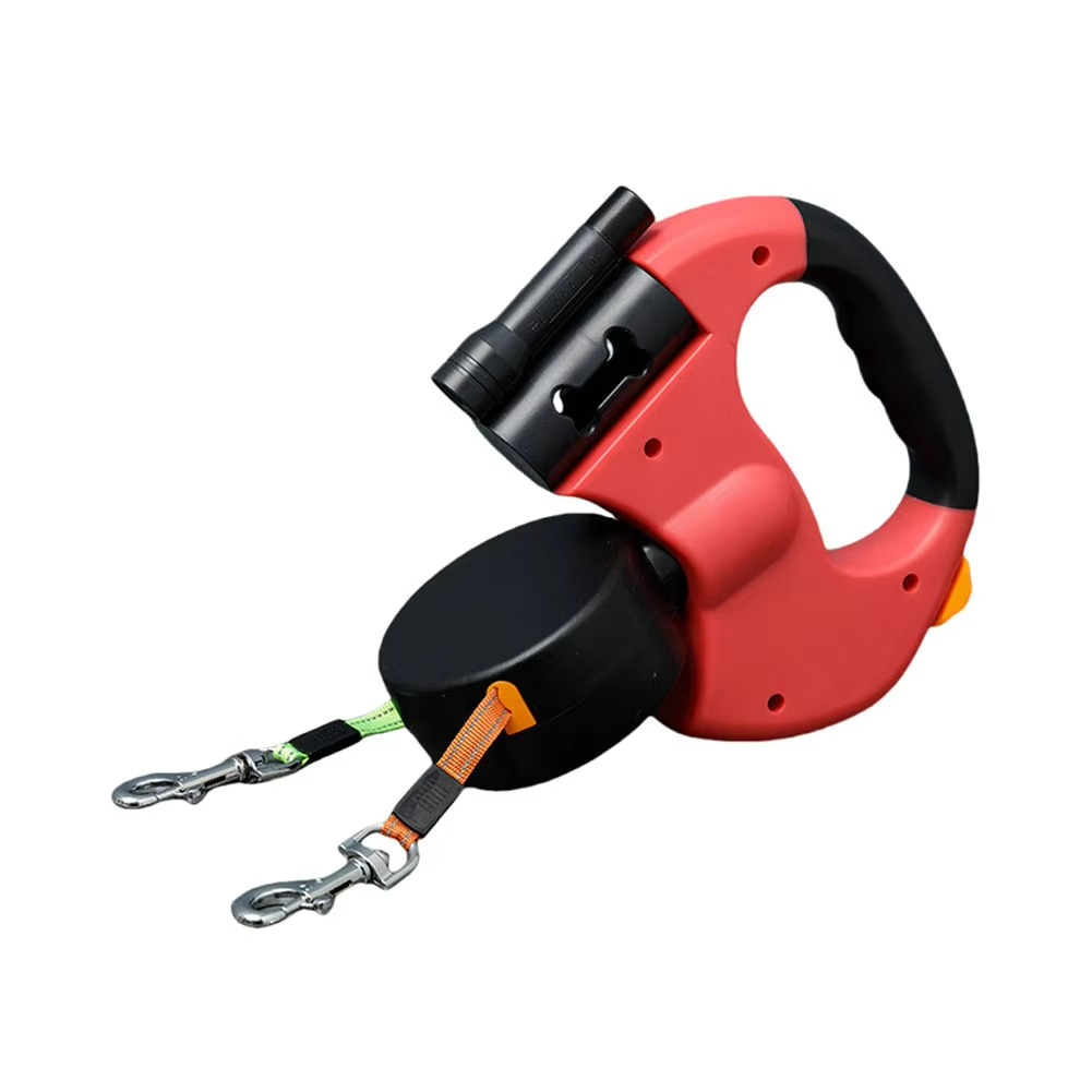 Durable Dual Dog Leash with LED Night Light