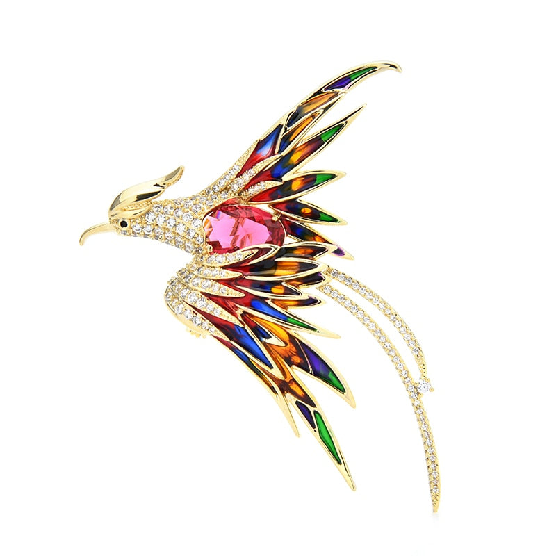 Vibrant Winged Phoenix Pin Badge - Fesara