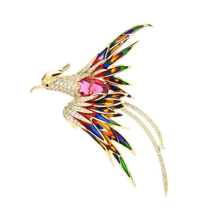 Vibrant Winged Phoenix Pin Badge - Fesara