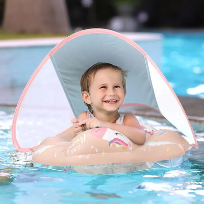 Baby Pool Float with UV Sun Shade & Safety Support