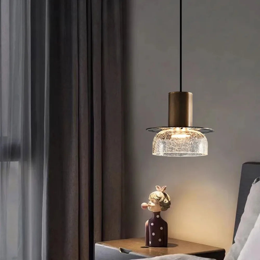 Unique Glass Drop Pendant Light with Cracked Design