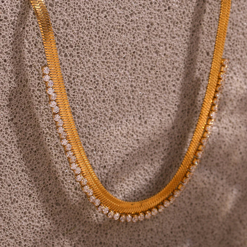 Luxury Herringbone Diamond Sparkle Necklace