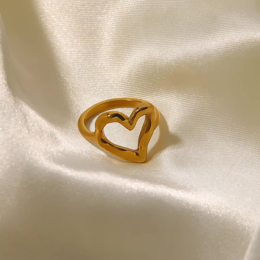 Gold Melted Heart Shaped Ring