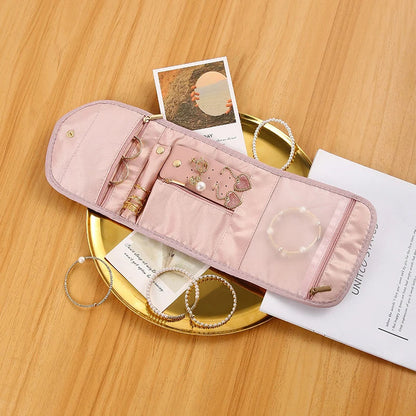 Portable Travel Jewelry Roll Up Storage Pouch