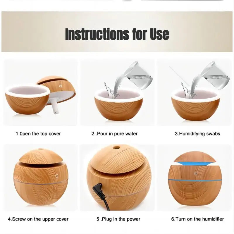 Compact Portable Mini Air Humidifier with LED Night Light