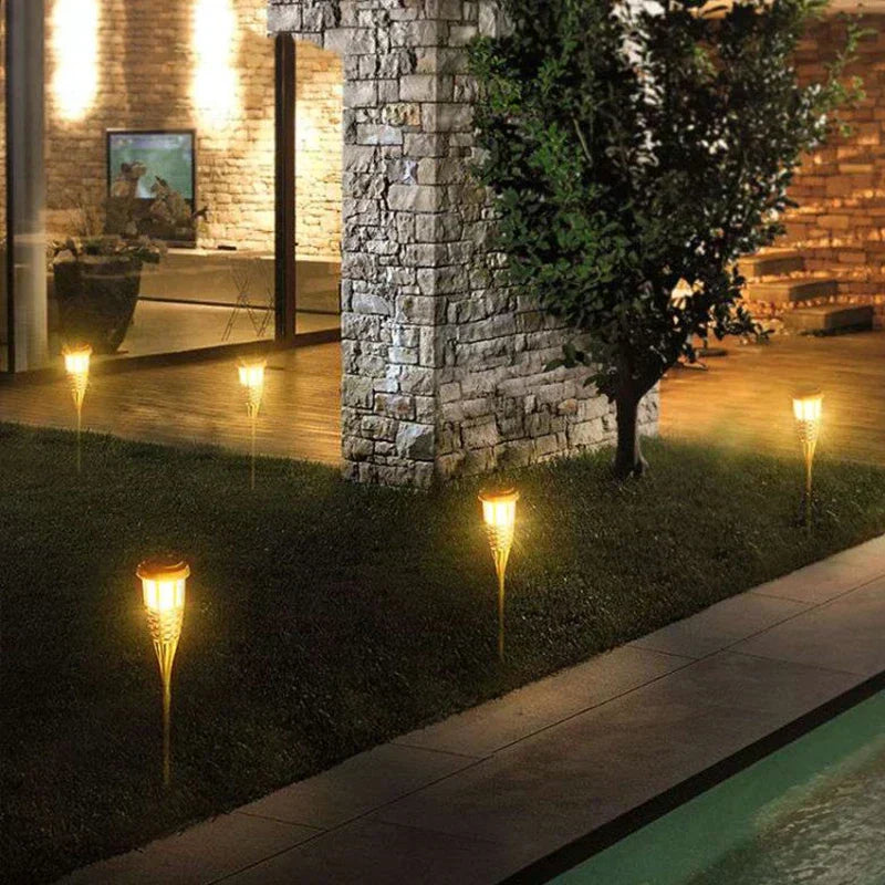 Outdoor Solar Powered Garden Torch Lights Set