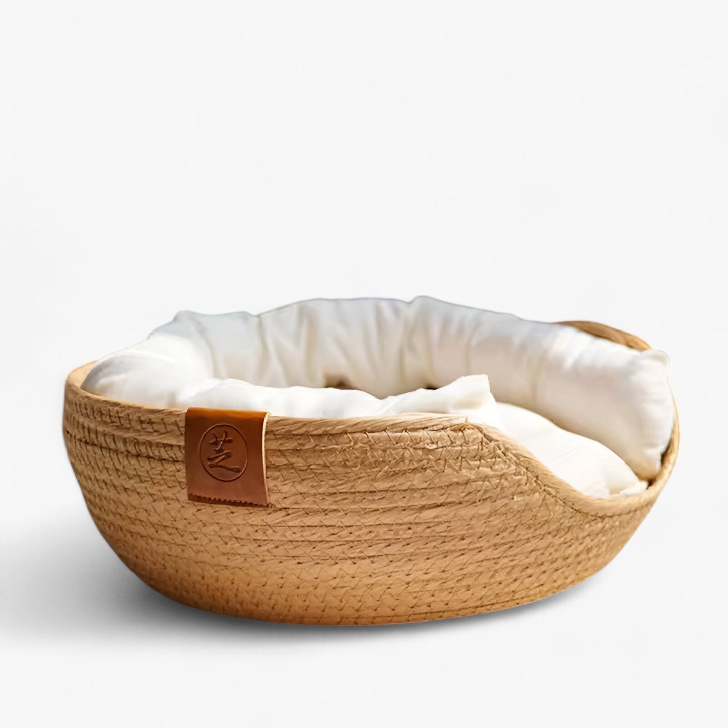 Natural Bamboo Pet Bed with Plush Cushion