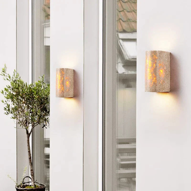 TravertineLuxe – Luxury Stone Wall Light for Modern Homes