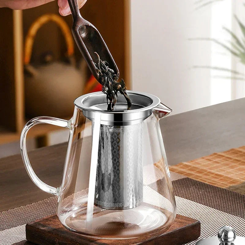 Large Heatproof Glass Teapot with Stainless Steel Infuser