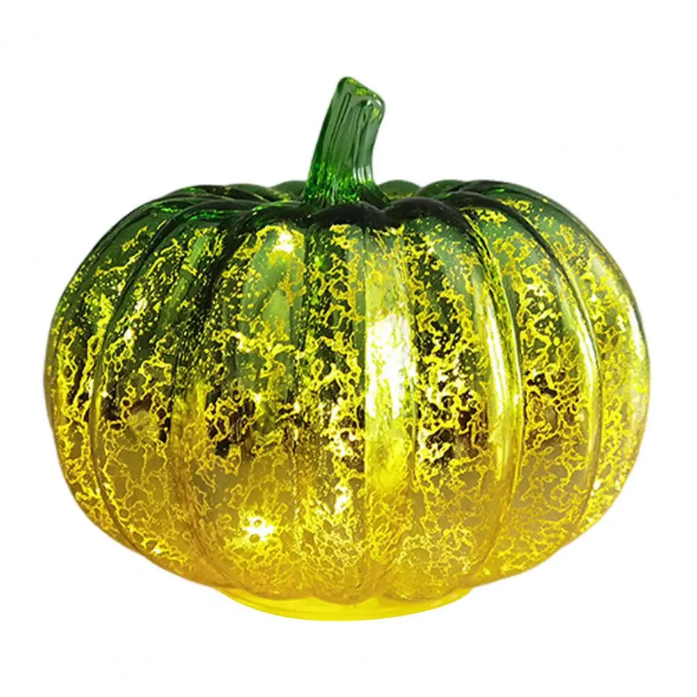 Glowing Glass Pumpkin Decor, LED Autumn Light